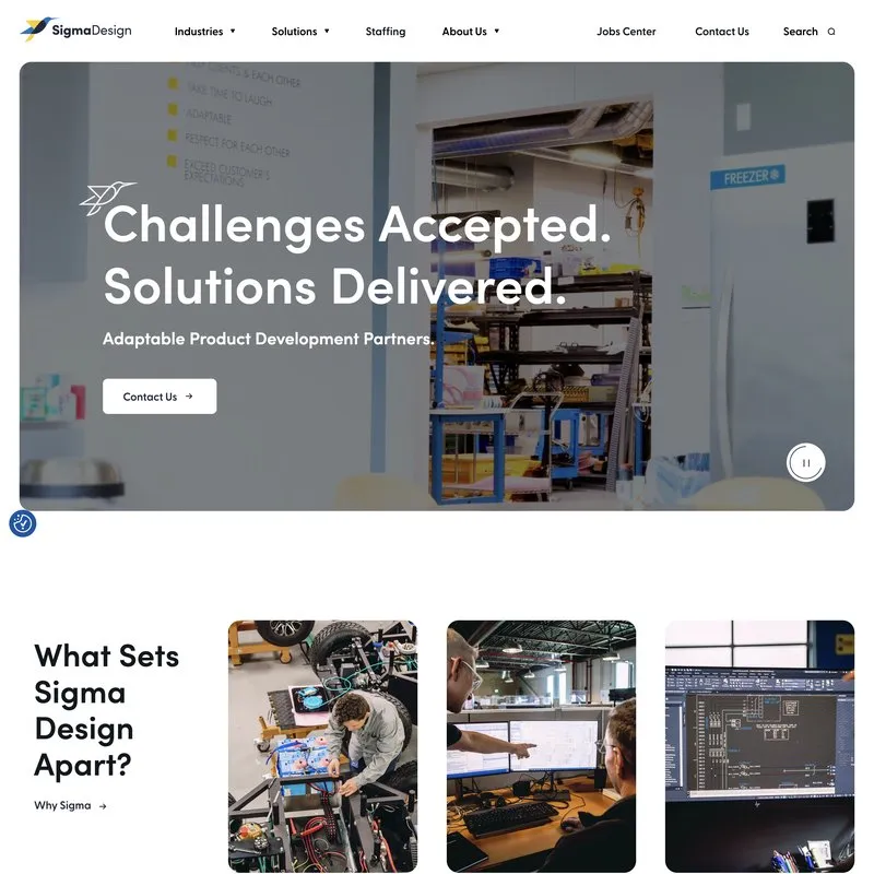 Sigma Design homepage — Challenges Accepted. Solutions Delivered.