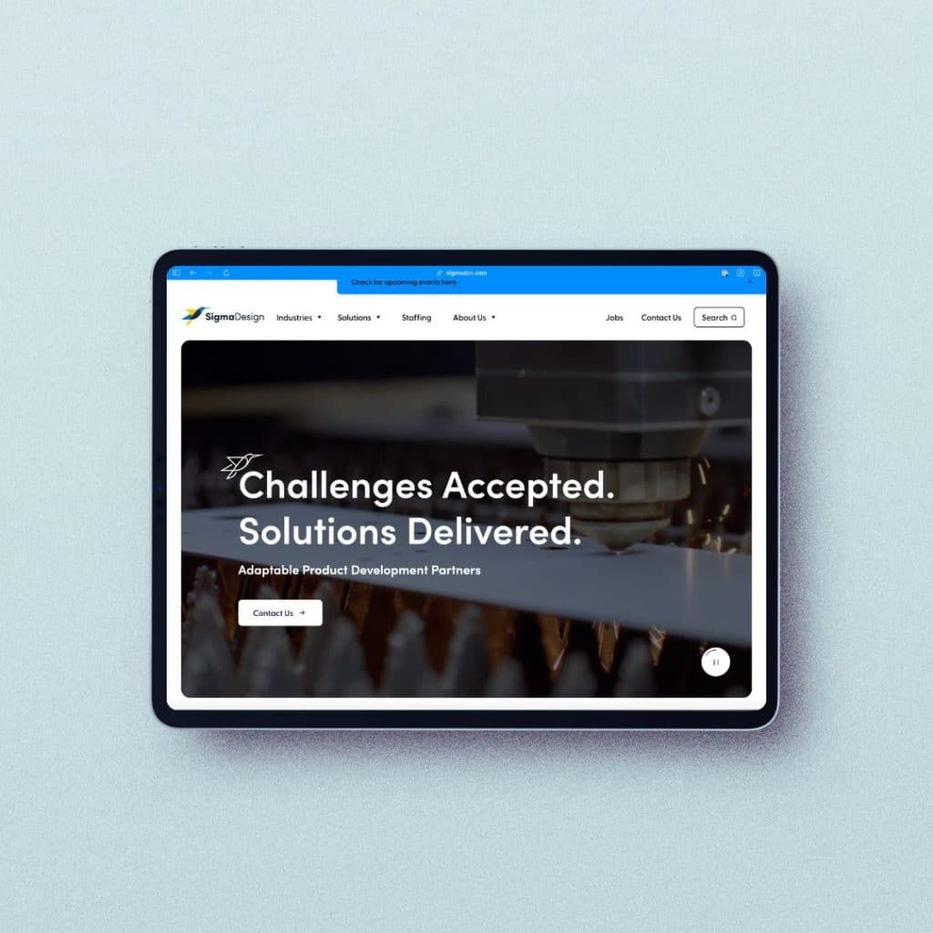 Sigma Design website mockup on phone