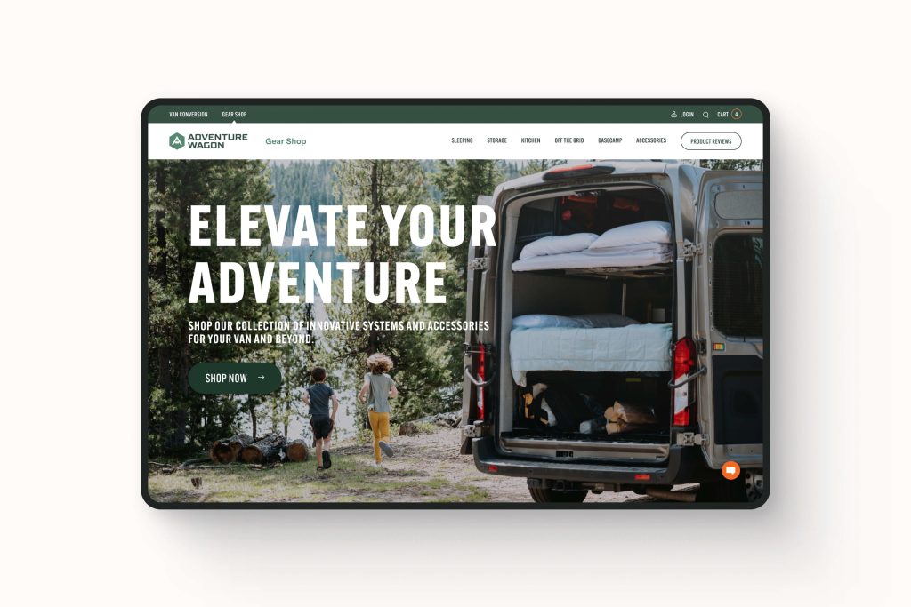 Adventure Wagon landing page web design example